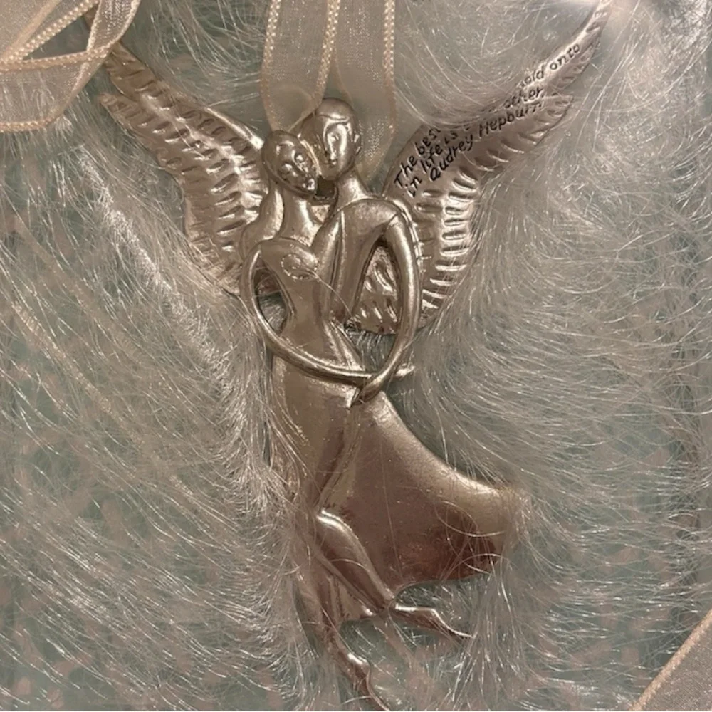 Vintage Christmas Ornament Serenity Angel Of Love Pewter Midwest Cannon Falls